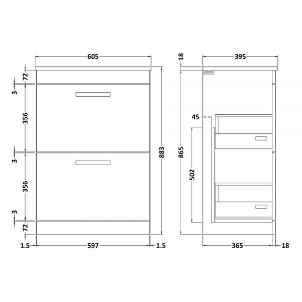 Nuie Athena Gloss White Floor Standing 600mm Cabinet and Basin 2 ATH034B #2