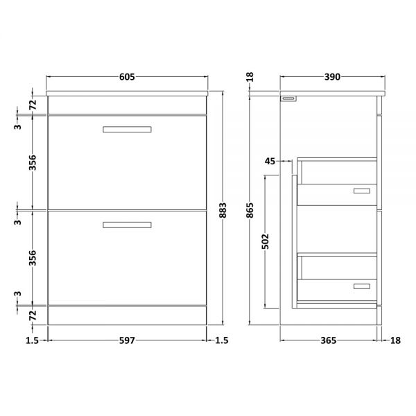 Nuie Athena Gloss White Floor Standing 600mm Cabinet and Worktop ATH034W #2