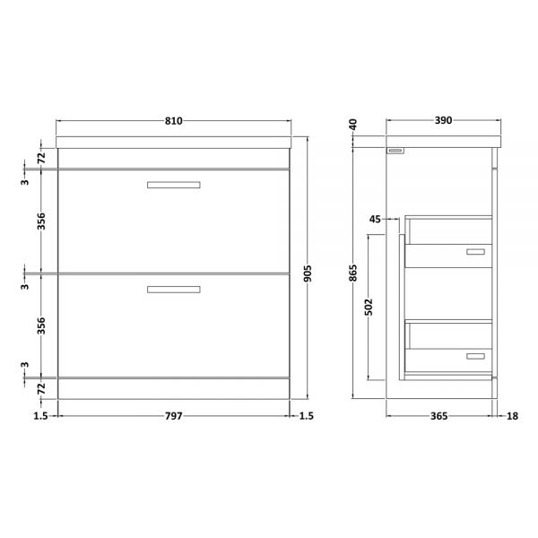 Nuie Athena Gloss White Floor Standing 800mm Cabinet and Basin 1 ATH055A #2