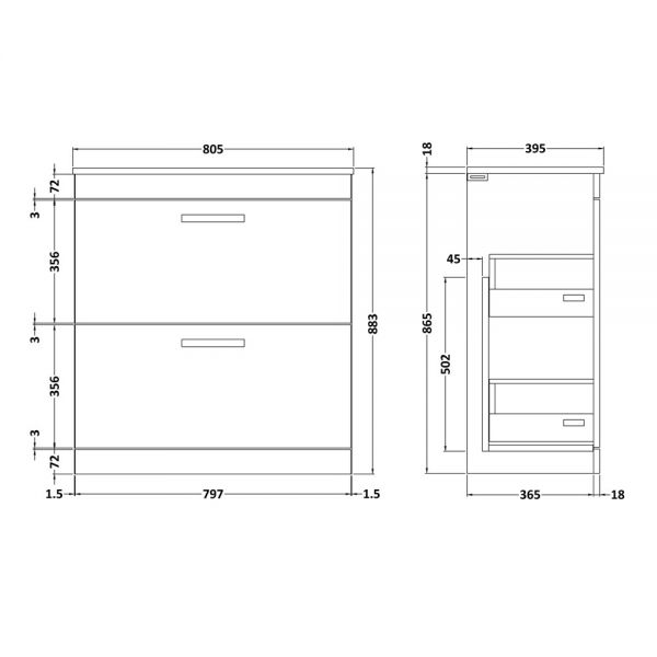 Nuie Athena Gloss White Floor Standing 800mm Cabinet and Basin 2 ATH055B #2