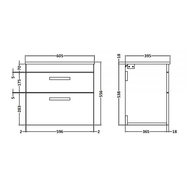 Nuie Athena Gloss Grey Wall Hung 500mm Cabinet And Basin 2 ATH074B #2