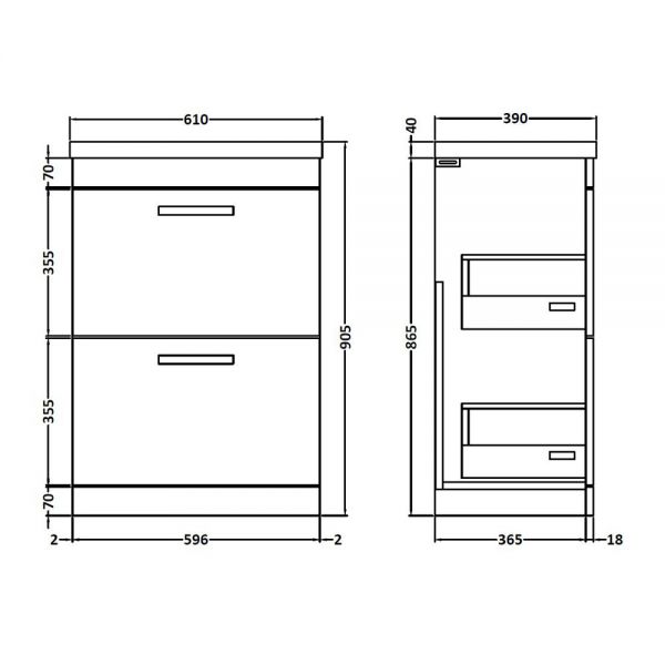 Nuie Athena Gloss Grey Floor Standing 600mm Cabinet And Basin 1 ATH076A #2