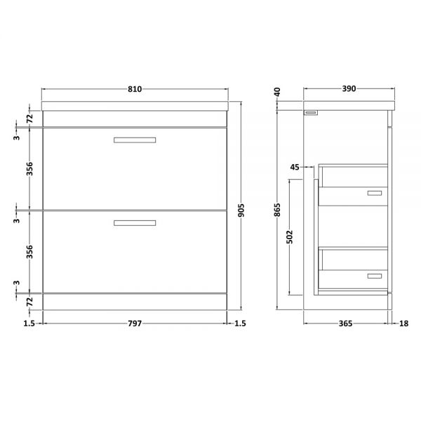 Nuie Athena Gloss Grey Floor Standing 800mm Cabinet And Basin 1 ATH079A #2