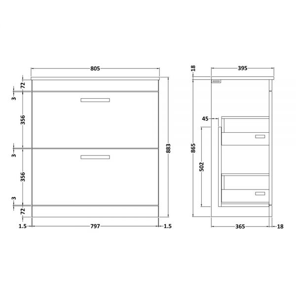 Nuie Athena Gloss Grey Floor Standing 800mm Cabinet And Basin 2 ATH079B #2