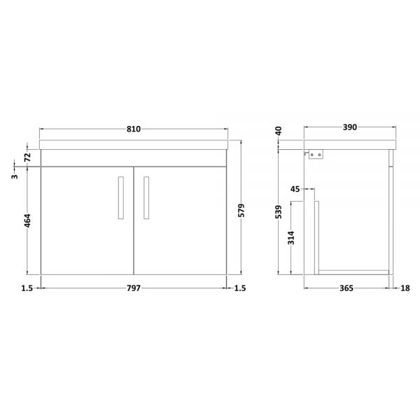 Nuie Athena Gloss White Wall Hung 800mm Cabinet And Basin 1 ATH102A #2