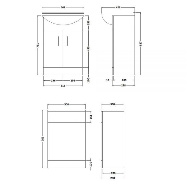 Nuie Cloakroom Packs Cloakroom Furniture Pack Square Basin FMD001 #2