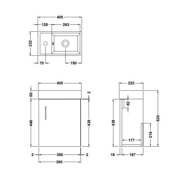 Nuie Vault Wall Hung 400mm Cabinet and Basin MIN013 #2