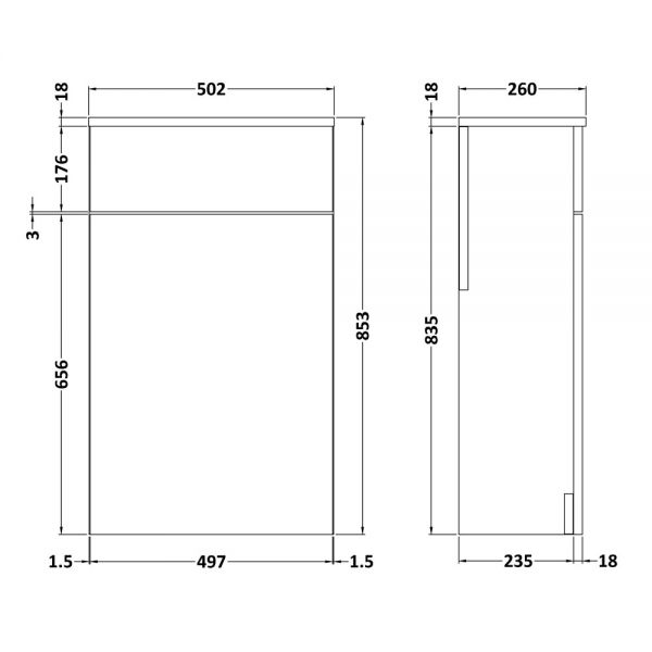 Nuie Athena Gloss White 500mm WC Unit MOE142 #2