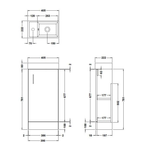 Nuie Cloakroom Floor Standing 400mm Cabinet and Basin NVX192 #2