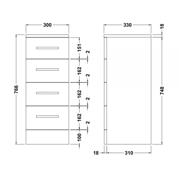 Nuie Mayford 4 Drawer Unit PRC134 #2