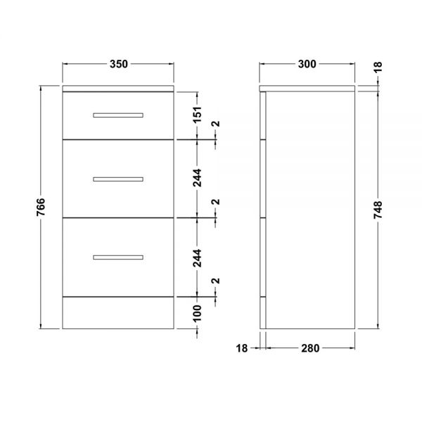 Nuie Mayford 3 Drawer Unit PRC135 #2