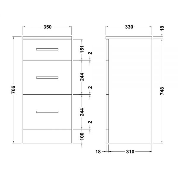 Nuie Mayford 3 Drawer Unit PRC136 #2