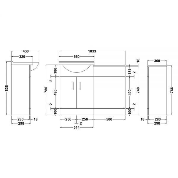 Nuie Cloakroom Packs Cloakroom Furniture Pack Round Basin SAT001 #2