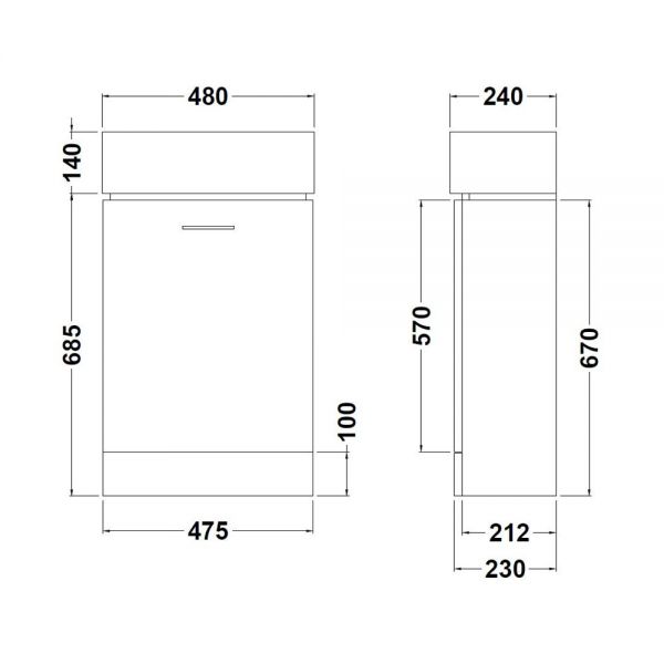 Nuie Cloakroom Floor Standing 480mm Cabinet and Basin VTY058 #2