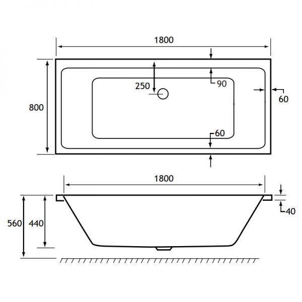 Eastbrook Portland 1800 x 800 Double Ended Bath #2