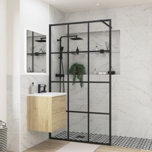 Moods Reflex Splash 8 1000 Black Patterned Walk In Shower Panel