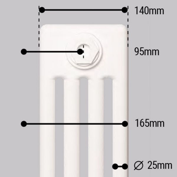 Eastbrook Rivassa 600 x 1190 Matt Anthracite 4 Column Horizontal Radiator #4