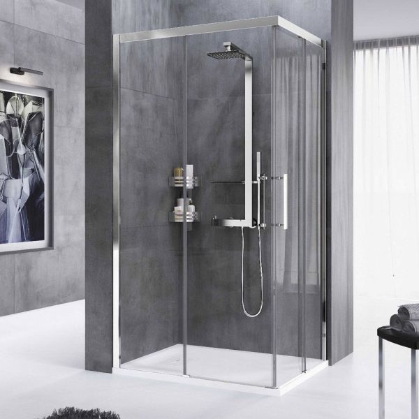 Novellini Rose A Corner Entry 900 Chrome Shower Enclosure