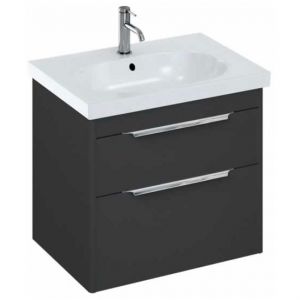 Britton Shoreditch 650mm Matt Grey Wall Hung Double Drawer Vanity Unit and Round Basin