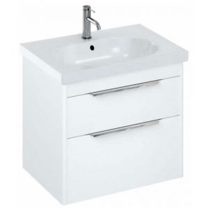 Britton Shoreditch 650mm Matt White Wall Hung Double Drawer Vanity Unit and Round Basin