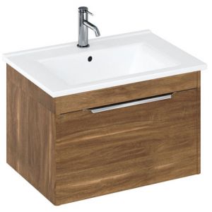 Britton Shoreditch 650mm Caramel Wall Hung Single Drawer Vanity Unit and Square Basin