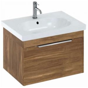 Britton Shoreditch 650mm Caramel Wall Hung Single Drawer Vanity Unit and Round Basin