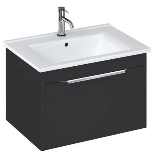 Britton Shoreditch 650mm Matt Grey Wall Hung Single Drawer Vanity Unit and Square Basin