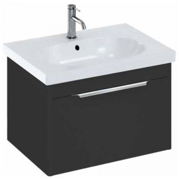 Britton Shoreditch 650mm Matt Grey Wall Hung Single Drawer Vanity Unit and Round Basin