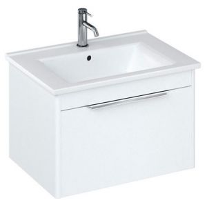 Britton Shoreditch 650mm Matt White Wall Hung Single Drawer Vanity Unit and Square Basin