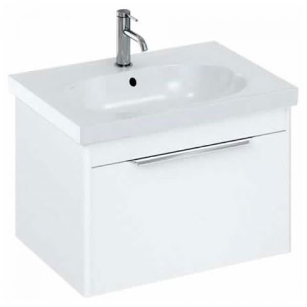 Britton Shoreditch 650mm Matt White Wall Hung Single Drawer Vanity Unit and Round Basin