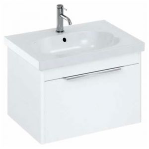 Britton Shoreditch 650mm Matt White Wall Hung Single Drawer Vanity Unit and Round Basin