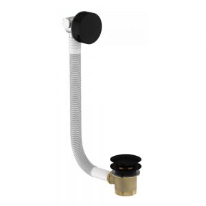 Tissino Alek Matt Black Round Overflow Bath Filler with Click Clack Waste