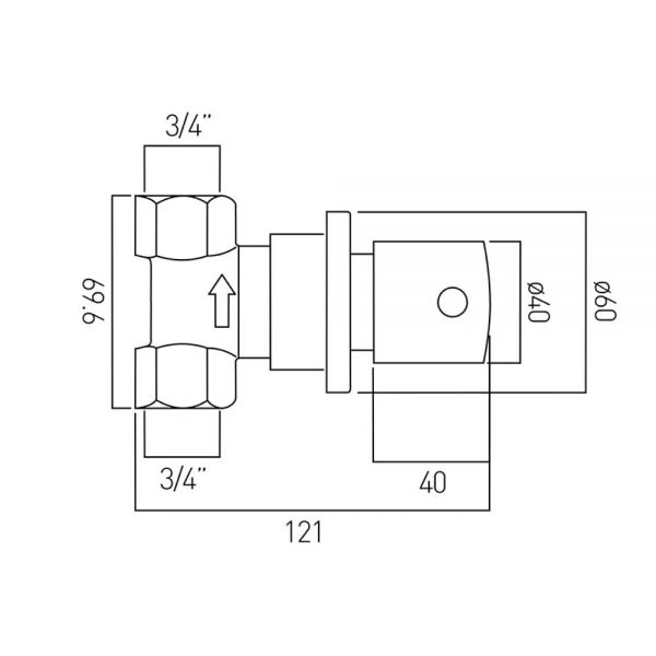 Vado Zoo Single Wall Mounted Stop Valve 3&#47;4'' #2