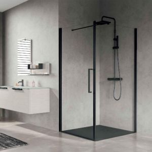 Novellini Young Plus G+F Hinged 800 Black Shower Door