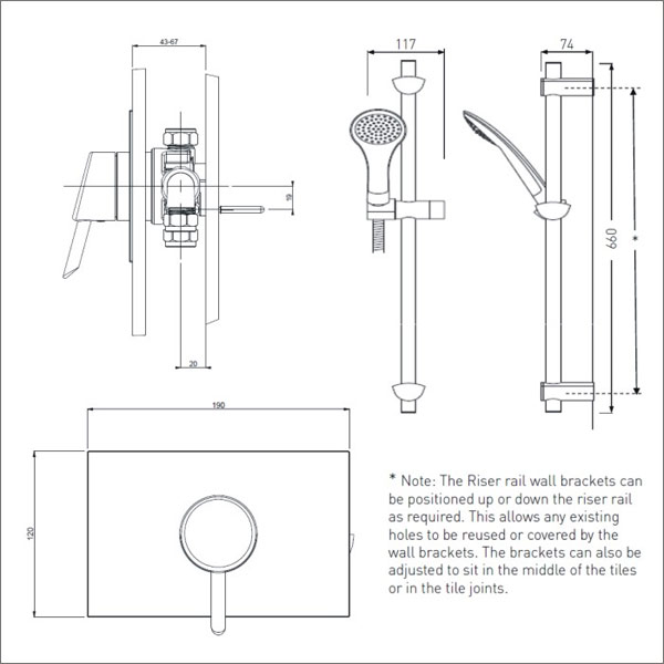 Bristan Acute Thermostatic Recessed Shower Valve With Adjustable Riser Chrome Ae Shcar C On Sale At The Best Price From Homesupply Uk