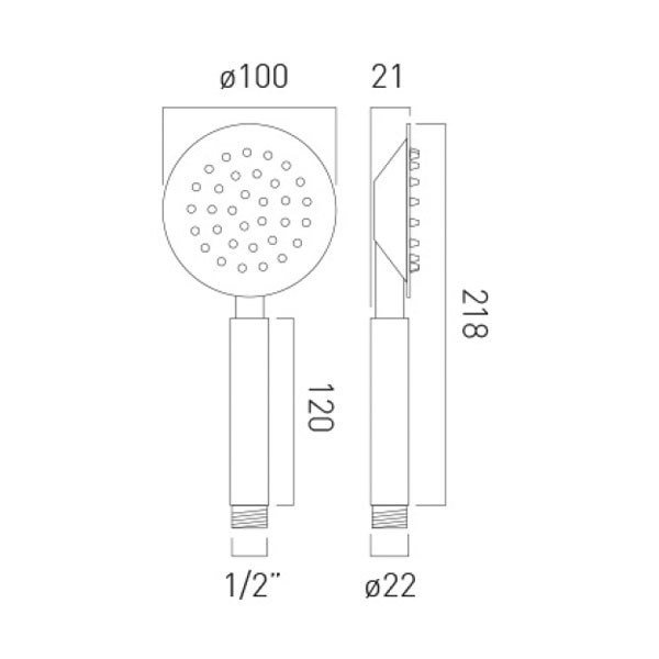 Vado Aquablade Single Function Round Shower Handset AQBHANDSETRODBCP