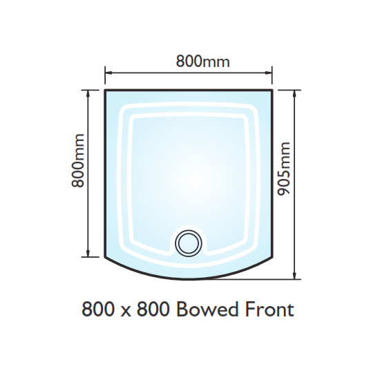 Kudos Concept 2 Bow Front Shower Tray 800 x 800mm DB80W DB80W