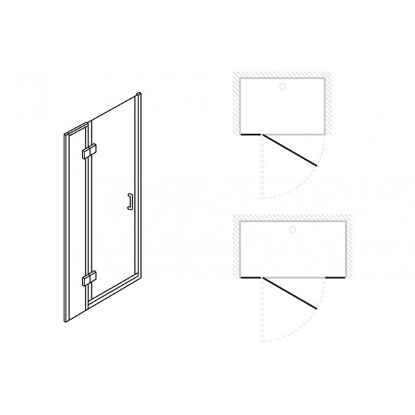 Simpsons Ten 900mm Hinged Shower Door With Inline Panel Thdsc0900