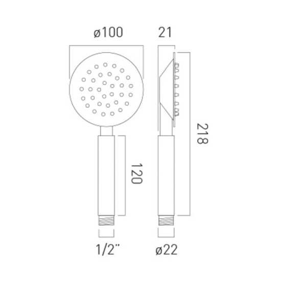Vado Aquablade Single Function Round Shower Handset #2
