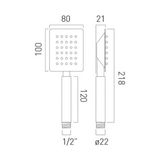 Vado Aquablade Single Function Square Shower Handset #2