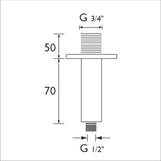 Bristan Square Ceiling Fed Arm 75mm ARM CFSQ01 C #2