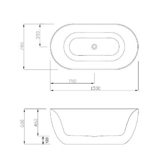 BC Designs Dinkee Double Ended Bath 1500 x 780 BAS012 #2