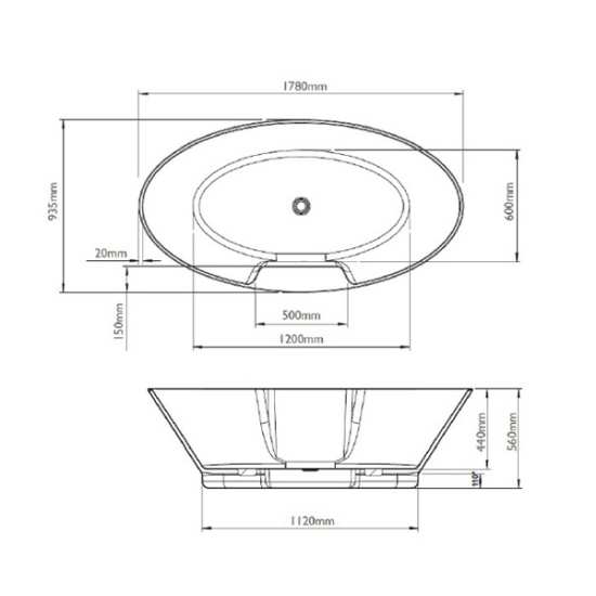 BC Designs Chalice Major 1780 x 935 Double Ended Bath BAS015 #2