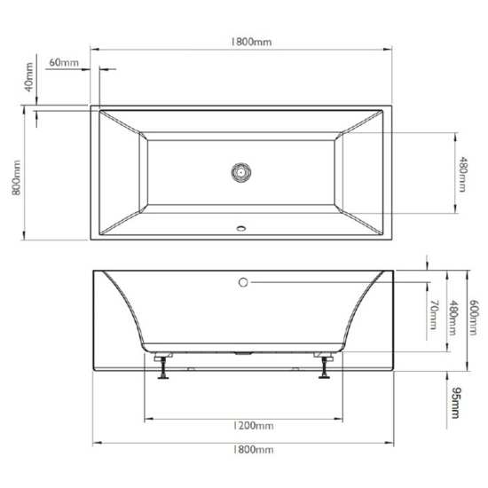 BC Designs Parama 1800 x 800 Double Ended Freestanding Bath BAS030 #2
