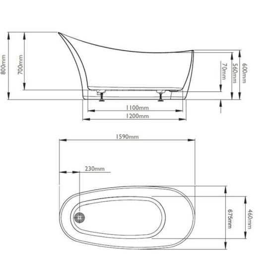 BC Designs Slipp Double Ended Freestanding Bath 1590 x 675 BAS035 #2