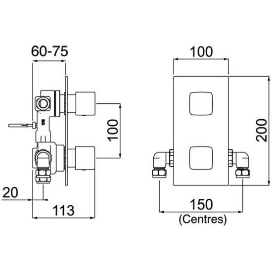 Bristan Cobalt Thermostatic Recessed Dual Control Valve with Integral Diverter COB SHCDIV C #2