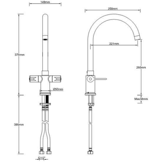 Bristan Design Utility Lever Easyfit Kitchen Mixer Tap DUL SNK EF C #2