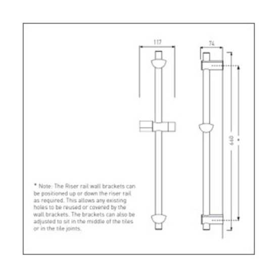 Bristan Evo Riser Rail with Adjustable Fixing Brackets White and Chrome EVC ADR01 WC #2