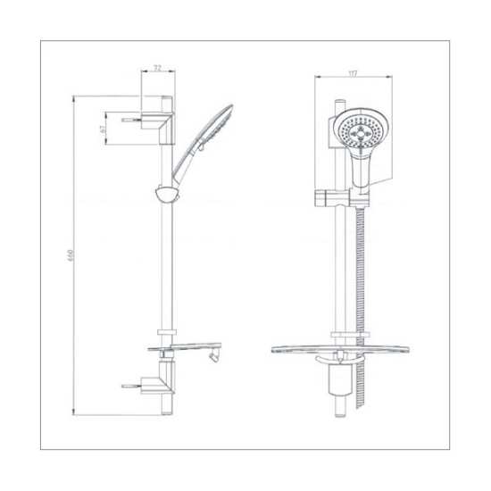 Bristan Evo Shower Kit with Multi Function Rub Clean Handset Chrome Plated (with Shelf) EVF KIT03 C #2
