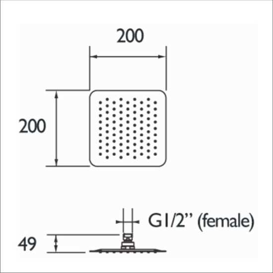 Bristan Slimline 200mm Square Fixed Head FH SLSQ01 C #2